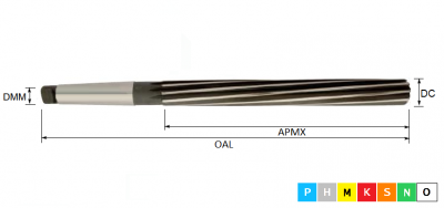 6.0mm HSS Morse Taper Shank (200mm OAL) Extra Long Machine Reamer H7 BS122